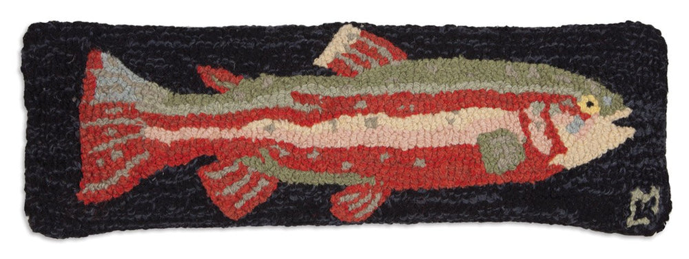 Hand-Hooked Wool Steelhead Trout Throw Pillow 8 x 24 Inch