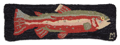 Hand-Hooked Wool Steelhead Trout Throw Pillow 8 x 24 Inch