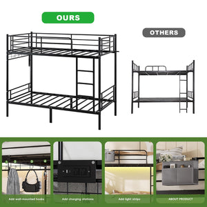 Twin Over Twin Bunk Bed with USB Charging & Storage