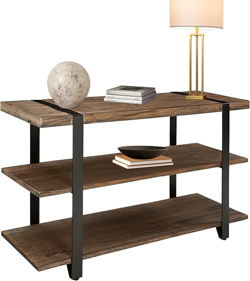 48-Inch Solid Wood Entryway Bench with Storage Shelf