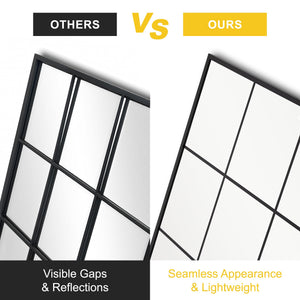 Windowpane Grid Wall Mirror – Black Metal Frame