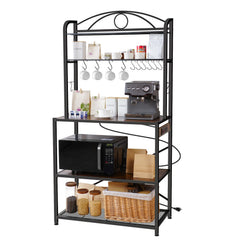 Baker's Rack with Power Outlet, 5-Tier Kitchen Storage Shelf