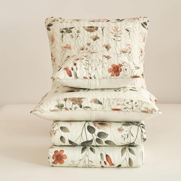 Floral Quilted Bed in a Bag Set – 12-Piece Complete Bedding