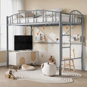 Metal Loft Bed Twin Size with Guardrail & Ladder