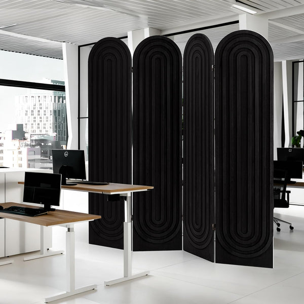 4-Panel Arched Wood Room Divider