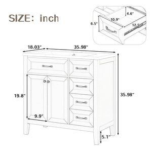 36" Bathroom Vanity with Sink, 3 Drawers & Soft-Close Doors