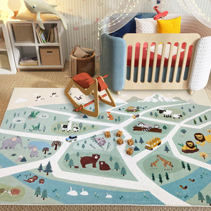 Zoo Animal Kids Area Rug – Playroom & Bedroom Floor Mat