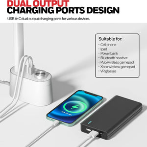 Foldable LED Desk Lamp with USB-A & USB-C Charging Ports