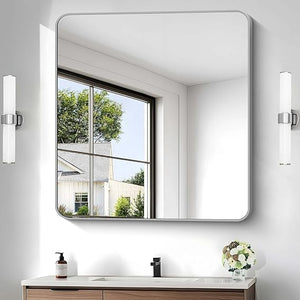 Rectangular Aluminum Frame Bathroom Mirror 28x42 Inch
