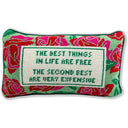 Handmade Needlepoint Decorative Throw Pillow – Green, 9" x 15"