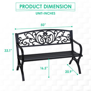 Outdoor Metal Garden Bench 50 Inch