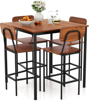 5-Piece Counter Height Dining Table Set with 4 Bar Stools