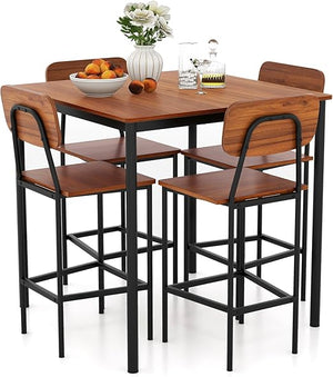 5-Piece Counter Height Dining Table Set with 4 Bar Stools