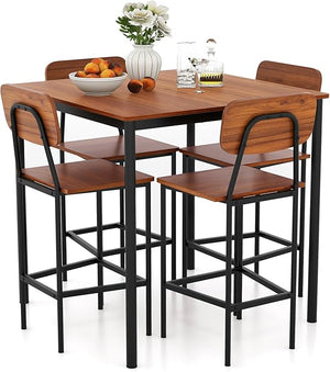 5-Piece Counter Height Dining Table Set with 4 Bar Stools