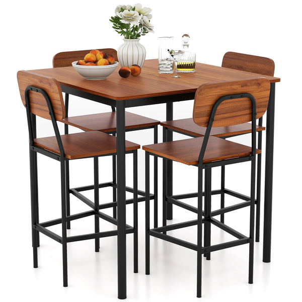 5-Piece Counter Height Dining Table Set with 4 Bar Stools