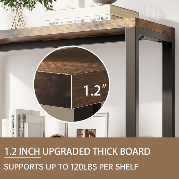 5-Tier Industrial Bookshelf with Metal Frame – Rustic Brown