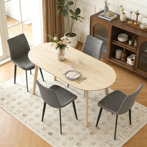 63" Oval Dining Table for 4–6 – Mid-Century Modern with Solid Wood Legs