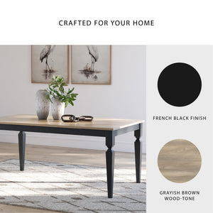 Mango Wood Dining Table, Light Brown & Black