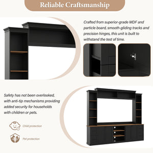 4-in-1 Wall Unit Entertainment Center with Bookshelf