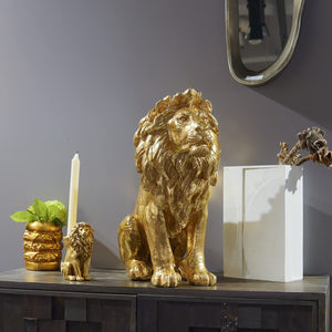 Gold Lion Head Statue – Large Resin Sculpture for Home Decor