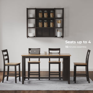 Counter Height Dining Table with Storage Shelves