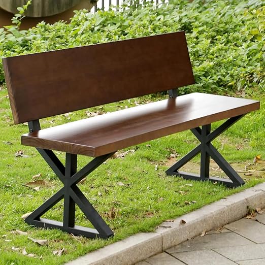 16 Inch Metal Bench Legs with Backrest Bracket – Set of 2