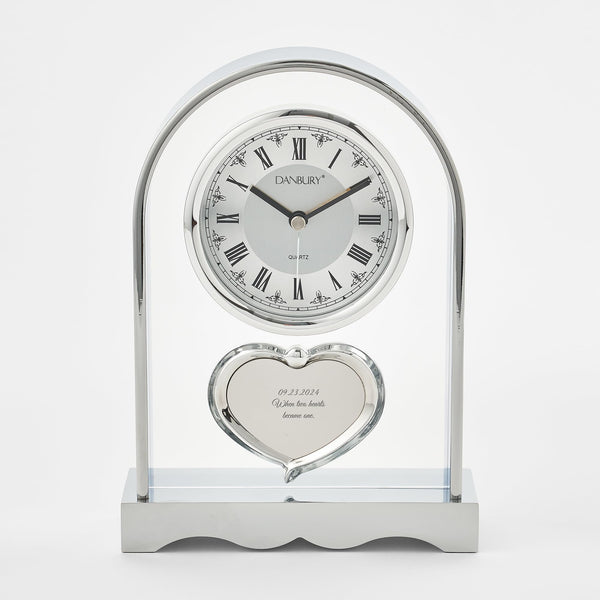Personalized Dome Glass Mantel Clock with Roman Numerals