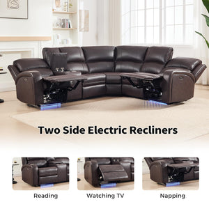 Power Reclining Sectional Sofa with LED Light & Storage Console