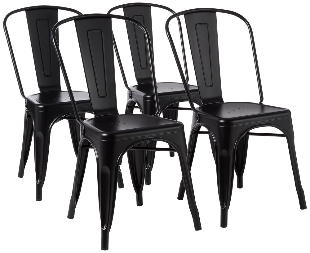 Stackable Metal Dining Chairs Set of 4