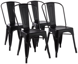 Stackable Metal Dining Chairs Set of 4