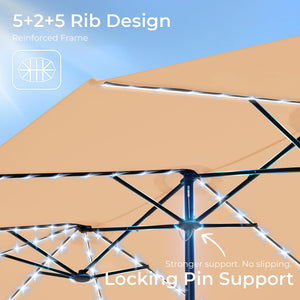 15ft LED Solar Patio Umbrella with Base