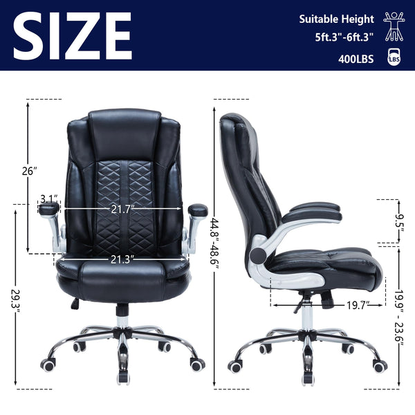 High-Back Ergonomic Office Chair with Flip-Up Armrests