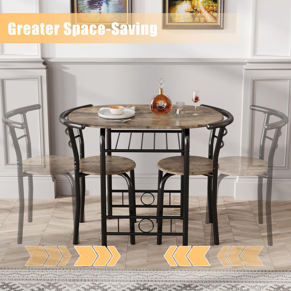 3-Piece Round Dining Table and Chair Set with Wine Rack