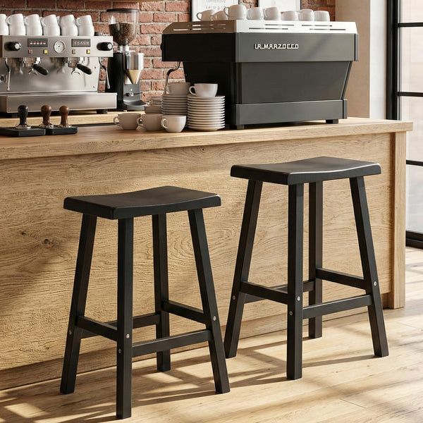 Outdoor Bar Stools Set of 2 – All-Weather Resin Saddle Stool with Footrest