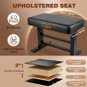 Hydraulic Piano Bench with Adjustable Height – Memory Foam Keyboard Stool