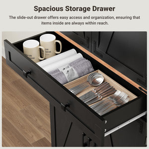 72" Farmhouse Pantry Cabinet with Drawer & Sliding Rack