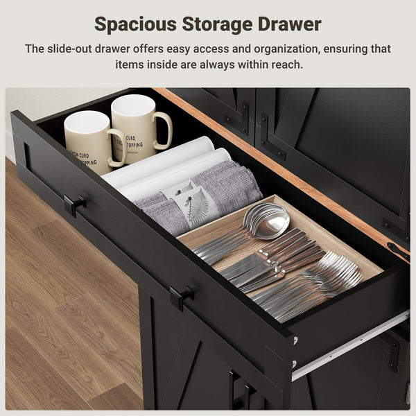 72" Farmhouse Pantry Cabinet with Drawer & Sliding Rack