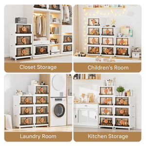 Stackable Storage Cabinet with Wheels & Lids – 249 Qt Collapsible Organizer Bins