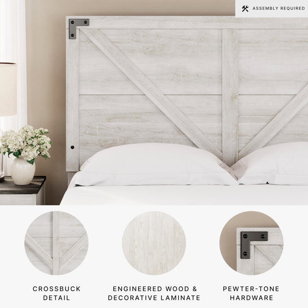 Modern Farmhouse Queen & Full Headboard – Whitewash Crossbuck