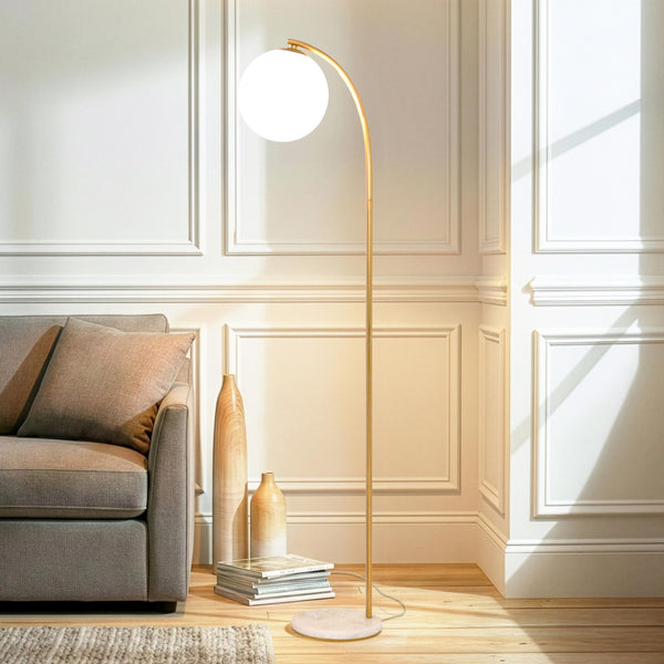 Modern LED Floor Lamp with Frosted Glass Globe