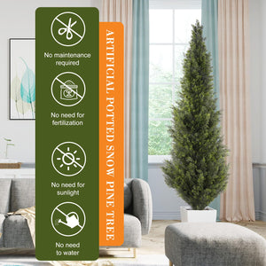 6FT Artificial Cedar Topiary Trees Set of 2 – UV-Resistant Outdoor Indoor Fake Potted Plants
