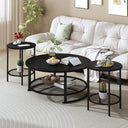 Round Coffee Table and End Table Set of 3 with Storage