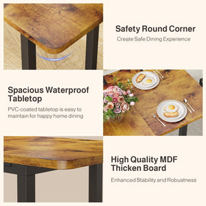 7-Piece Extendable Dining Table Set with 6 Chairs – Rustic Brown