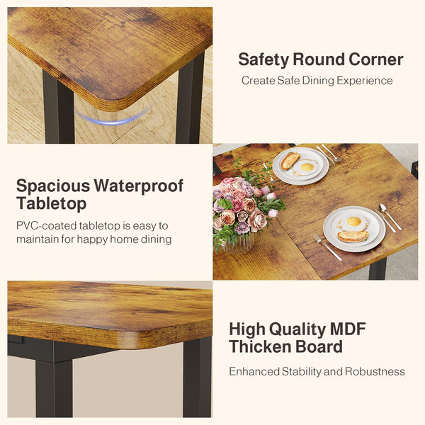 7-Piece Extendable Dining Table Set with 6 Chairs – Rustic Brown