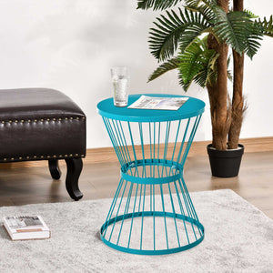 16" Steel Patio Side Table with Hourglass Design