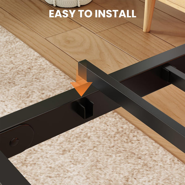 Twin Platform Bed Frame with LED Lights & Charging Station