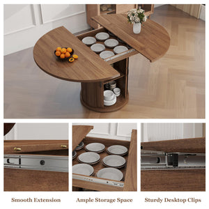 Round to Oval Extendable Dining Table 47" – 63" for 4–8