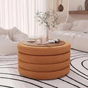 Round Sherpa Storage Ottoman Coffee Table