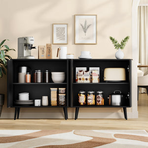 Fluted Buffet Cabinet with Doors & Shelves