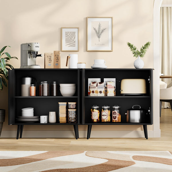 Fluted Buffet Cabinet with Doors & Shelves